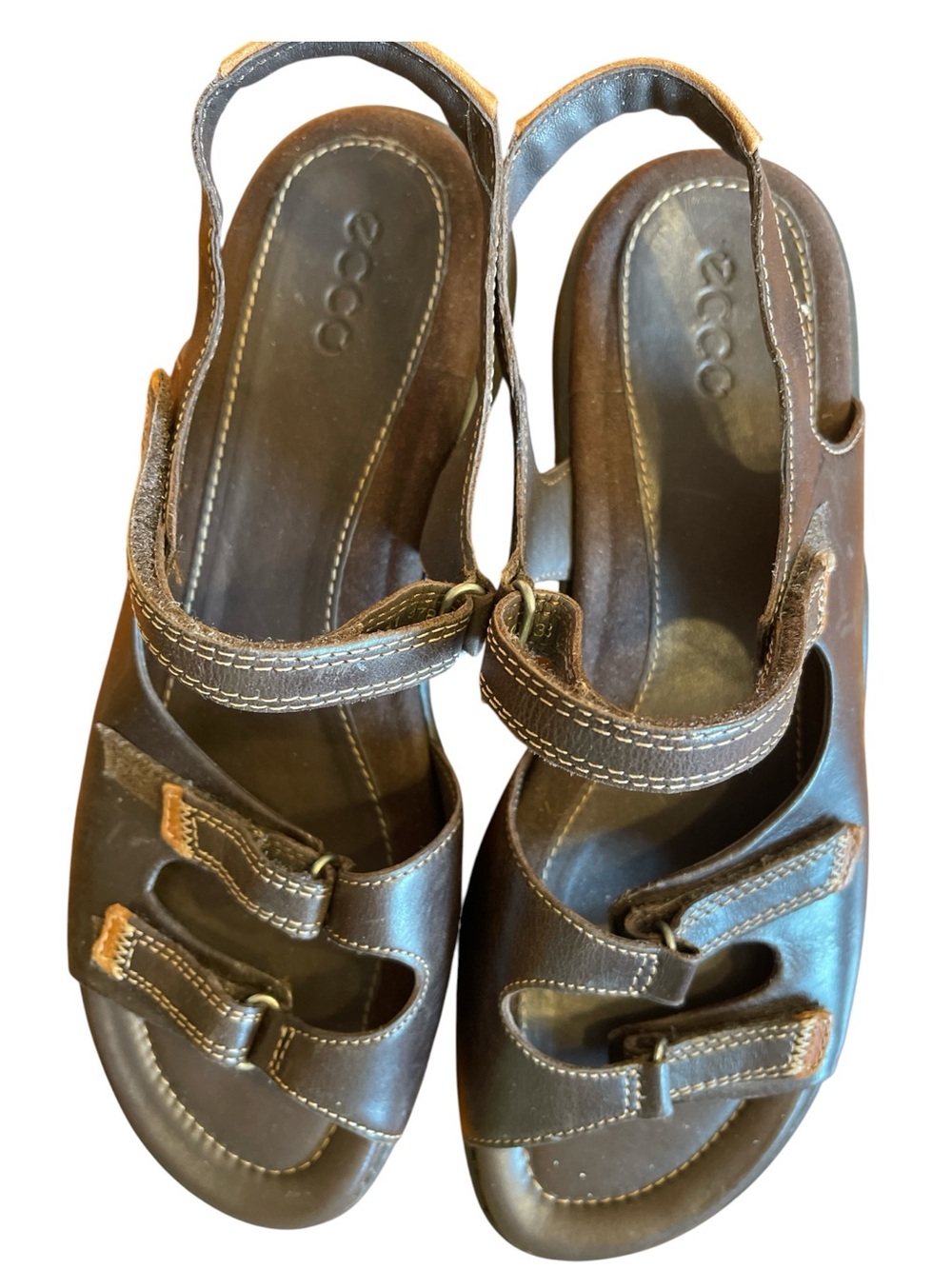 ECCO Women’s EU 41 Brown Leather Adjustable Walking Sandals Comfort